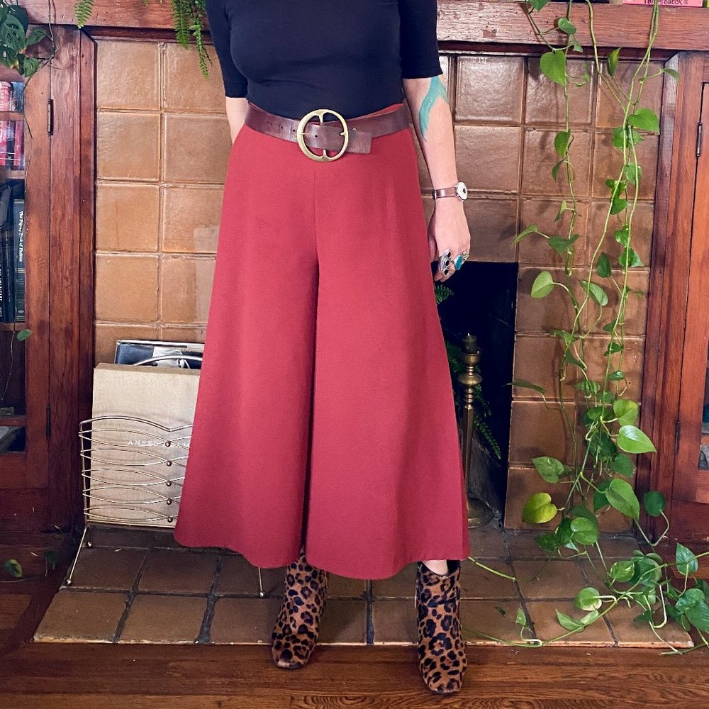 Zara Wide Leg Pants Brick Red Size L